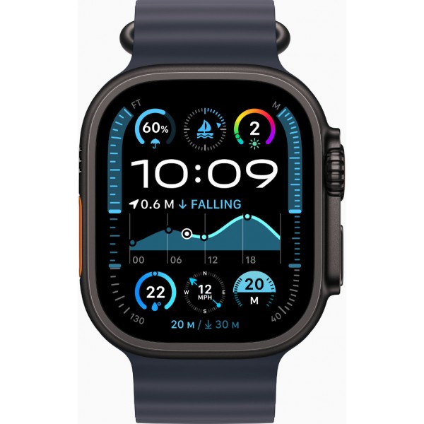 Apple Watch Ultra 2 GPS + Cellular 49mm Black Titanium Case with Navy Ocean Band (MYTC3/MYPA3)
