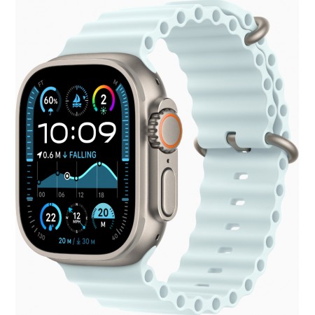 Apple Watch Ultra 2 GPS + Cellular 49mm Natural Titanium Case with Ice Blue Ocean Band (MYT03/MXTF3)