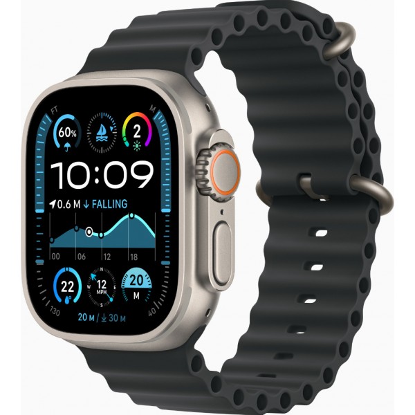 Apple Watch Ultra 2 GPS + Cellular 49mm Natural Titanium Case with Black Ocean Band (MYT03/MXTL3)