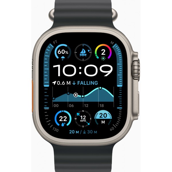 Apple Watch Ultra 2 GPS + Cellular 49mm Natural Titanium Case with Black Ocean Band (MYT03/MXTL3)