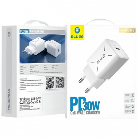 Мережевий адаптер Blueo PD30W GaN Series Type-C (BT5925) Білий