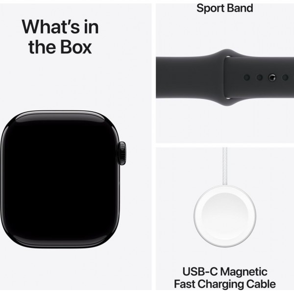 Apple Watch Series 10 GPS 42mm Jet Black Aluminum Case with Black Sport Band (MWWF3) M/L