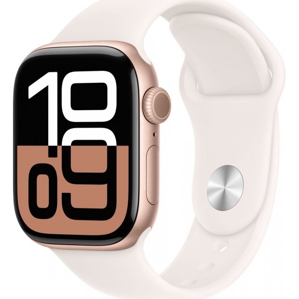 Apple Watch Series 10 GPS 42mm Rose Gold Aluminum Case with Light Blush Sport Band (MWWJ3) M/L