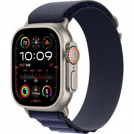 Apple Watch Ultra 2 GPS + Cellular 49mm Natural Titanium Case with Navy Alpine Loop (MYT33/MXMX3) Small