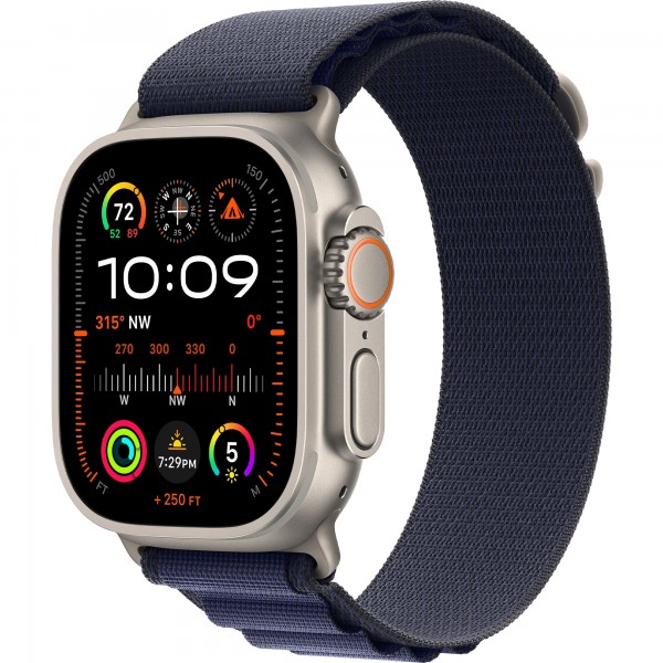Apple Watch Ultra 2 GPS + Cellular 49mm Natural Titanium Case with Navy Alpine Loop (MYT33/MXN03) Large