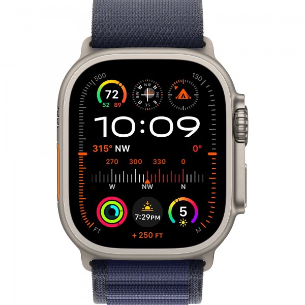 Apple Watch Ultra 2 GPS + Cellular 49mm Natural Titanium Case with Navy Alpine Loop (MYT33/MXN03) Large