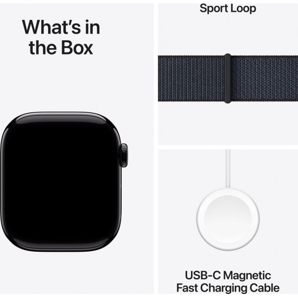 Apple Watch Series 10 GPS 42mm Jet Black Aluminum Case with Ink Sport Loop (MWWG3)
