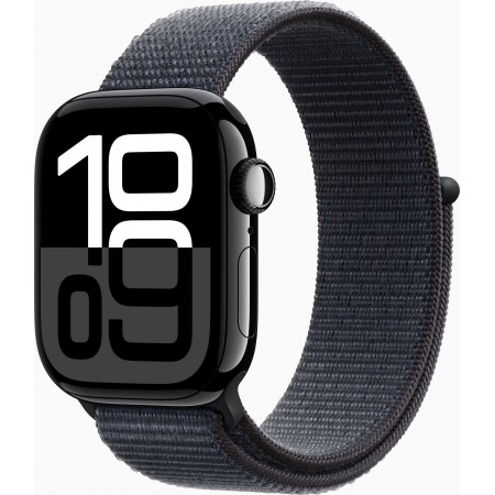 Apple Watch Series 10 GPS 42mm Jet Black Aluminum Case with Ink Sport Loop (MWWG3)