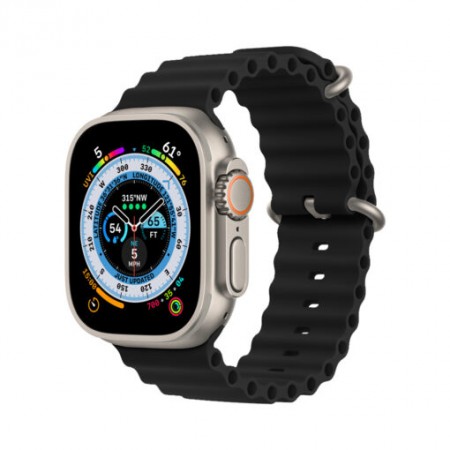 Cиліконовий ремінець Ocean Band для Apple Watch 42mm|44mm|45mm|49mm (Black)