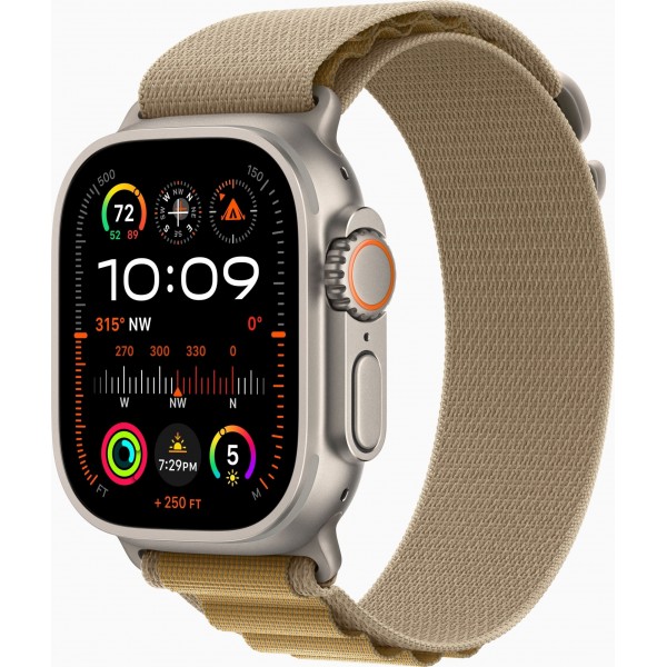 Apple Watch Ultra 2 GPS + Cellular 49mm Natural Titanium Case with Tan Alpine Loop (MX4H3) Large