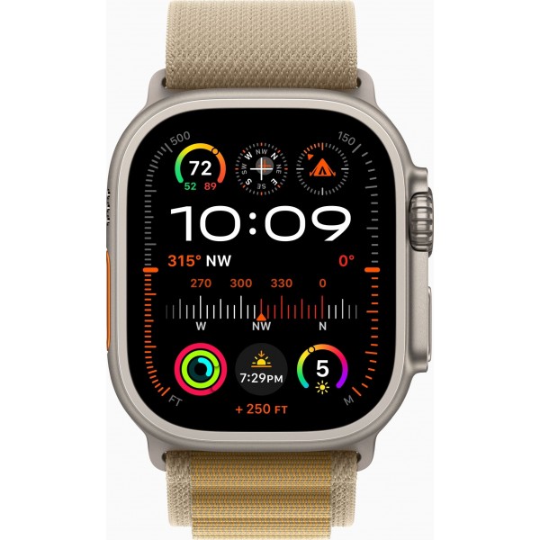 Apple Watch Ultra 2 GPS + Cellular 49mm Natural Titanium Case with Tan Alpine Loop (MX4H3) Large