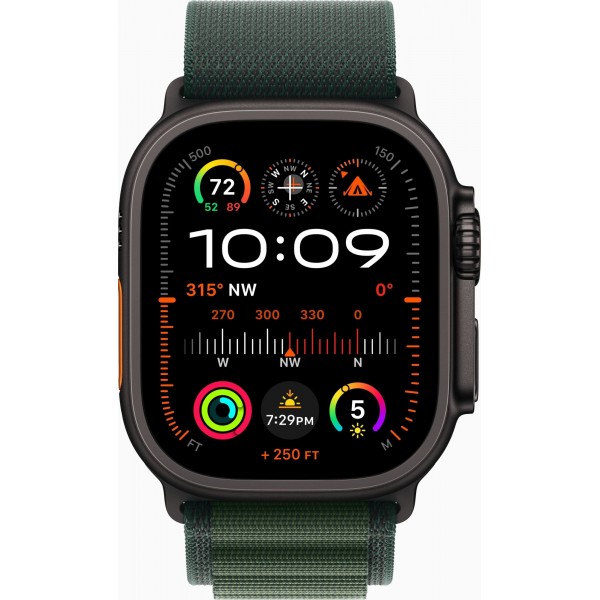 Apple Watch Ultra 2 GPS + Cellular 49mm Black Titanium Case with Dark Green Alpine Loop (MX4R3) Medium