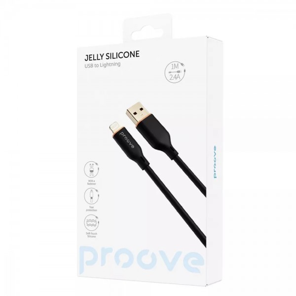 Кабель Proove Jelly Silicone USB to Lightning 2.4A 1м (Black)